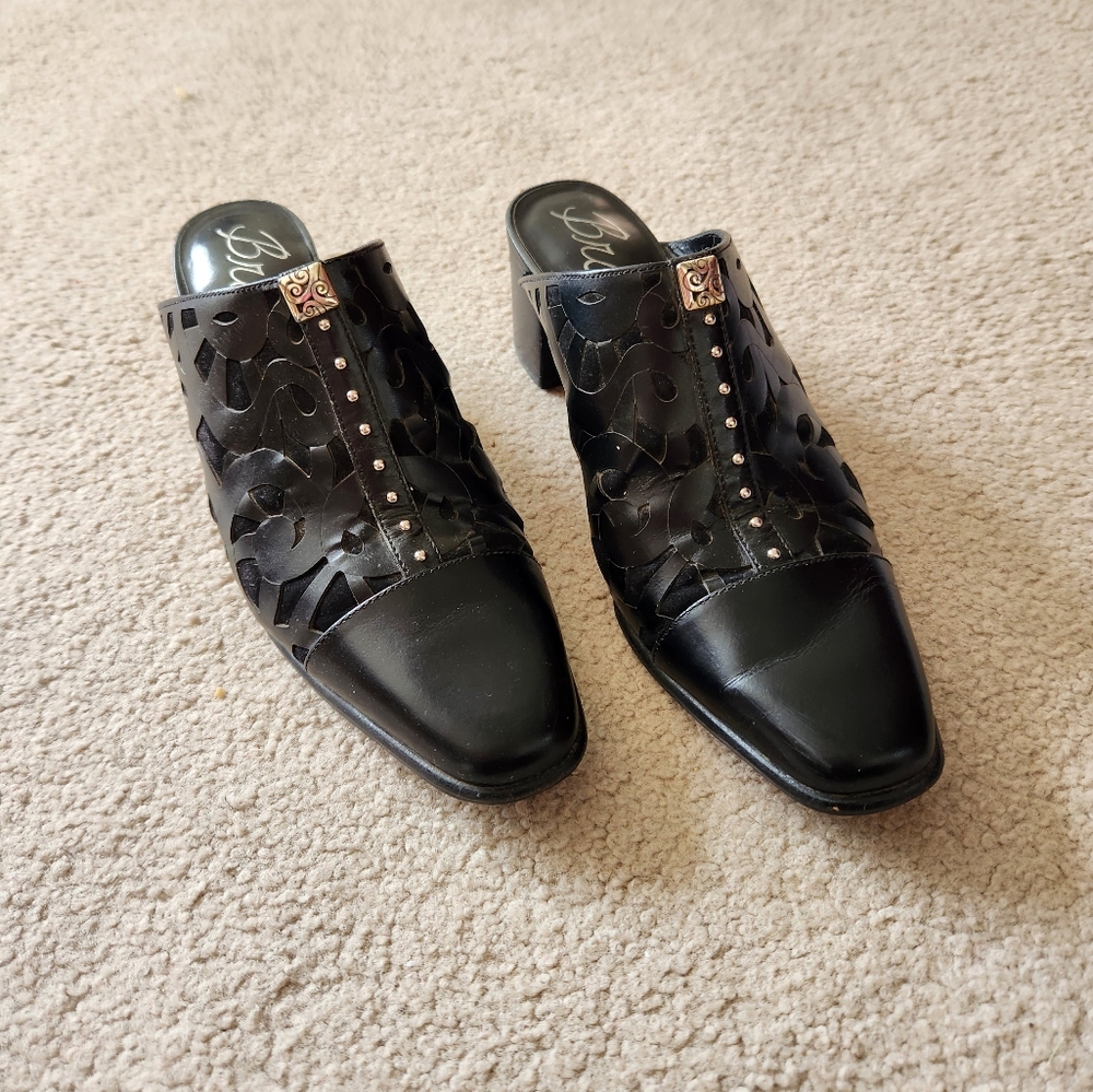Brighton Black Mules Size 7, 2" Heel